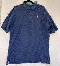Peter Millar Polo Shirt Mens XL Blue Green Striped Short Sleeve Embroidered