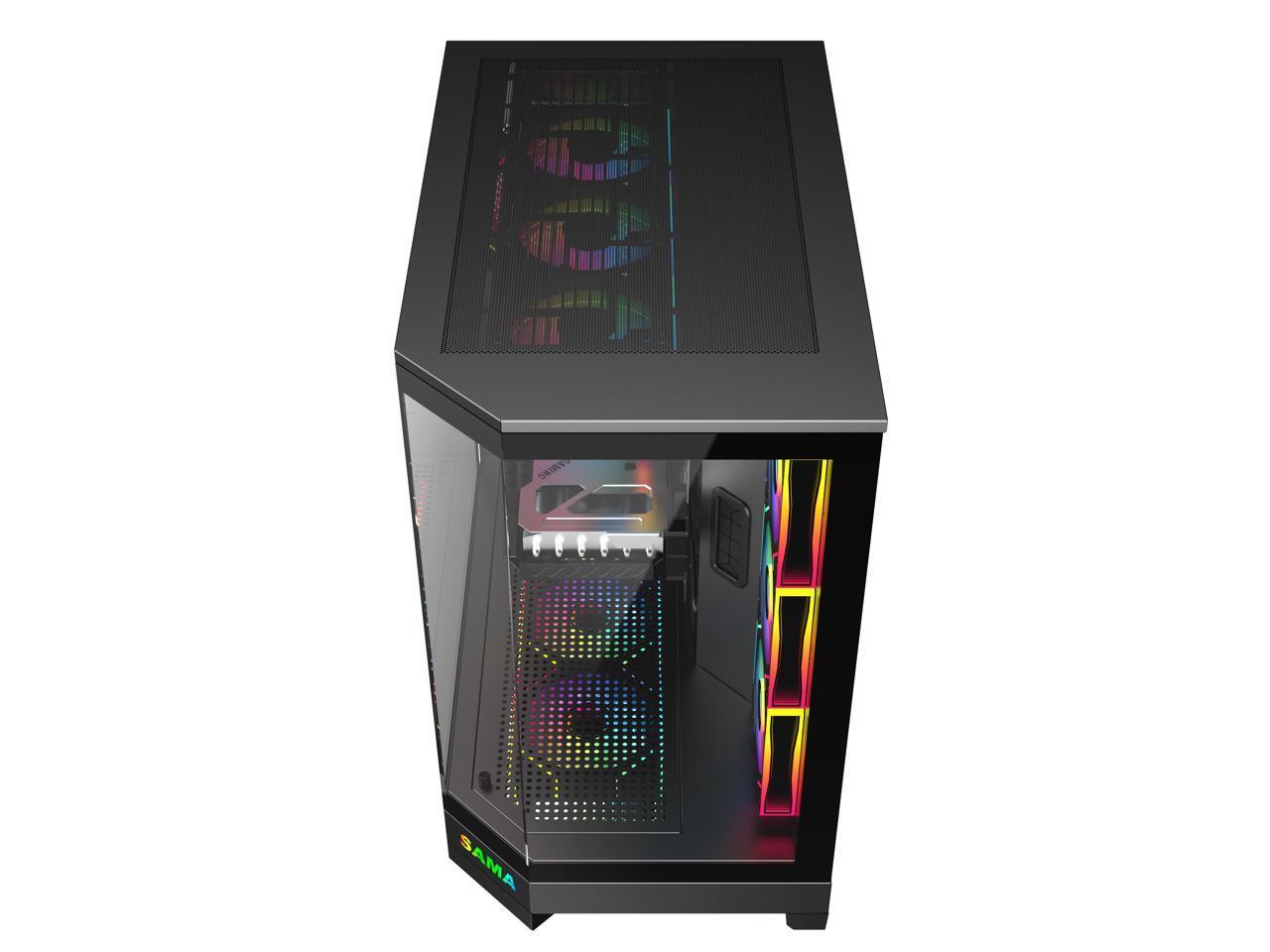 Sama 3021-Игровой компьютер ATX Full Tower с двумя разъемами USB 30 и закаленным стеклом Type C черного цвета