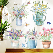 Autocollant De Mur De Plante En Pot De Fleurs D'Herbe Autocollant Pour Fenêtre