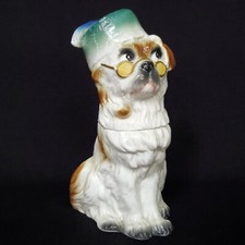 Antique 19th Century Porcelain Pekingese or Shih Tzu Dog Humidor/Tobacco Jar 8