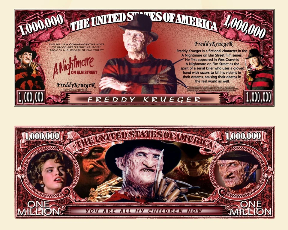 FREDDY KRUEGER! BILLET MILLION DOLLAR US Griffes Nuit Film Horreur Freddie série