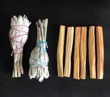 6 Palo Santo Wood  2 White Sage Smudge Torch: Cleansing Negativity Removal new