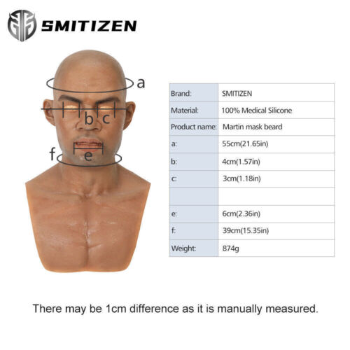 Smitizen Tan Realistic Professional Silicone Human Skin Mask Male Mask Cosplay - Picture 5 of 9