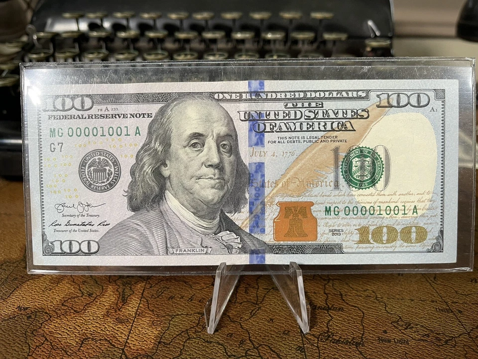 2013 $100 Dollar Bill Fancy Low Serial Number. First TRUE BINARY! RARE! 00001001 - Image 3 of 4