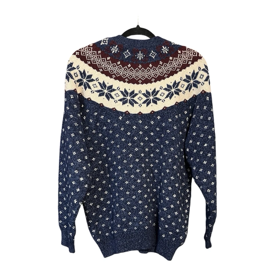 VTG Northern Reflections Fair Isle Snowflake Sweater Blue Wool Blend Womens M - Image 3 of 4