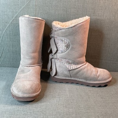 Bearpaw Willow Classic Suede Boot Womens Size 5 Mid Calf Wool Blend Lining FLAW