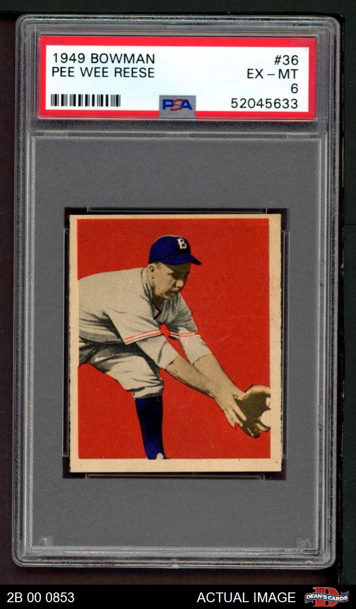 1949 Bowman #36 Pee Wee Reese Dodgers HOF PSA 6 - EX/MT