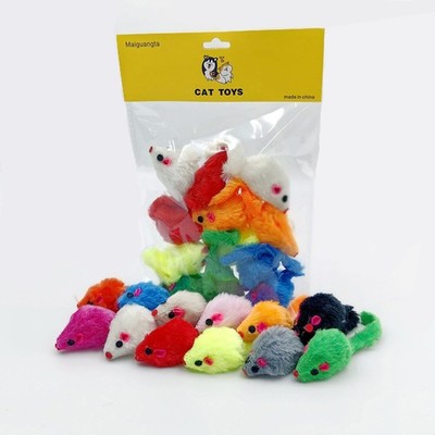 Maiguangta 12PCS Cat Mouse Toys,Faux Fur Mice Toys 3.9 inches, Colorful