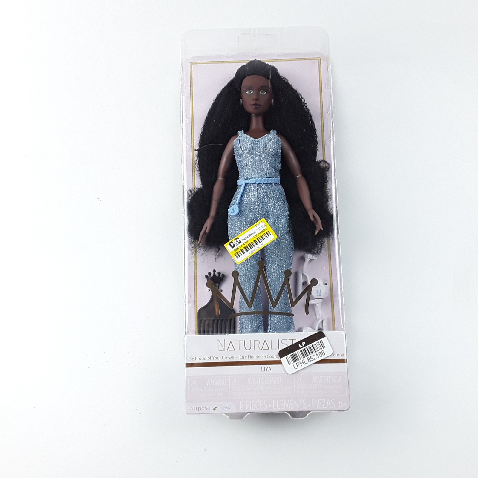 Purpose Toys Naturalistas Liya Fashion Doll Long Natural Curly Hair Blue Outfit