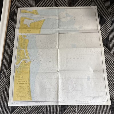 VTG 1972 Nautical Chart Florida Approaches to St. Johns River Map Fishing 569