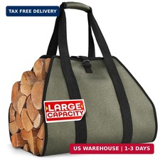Water-Resistant Firewood Carrier Bag - 39.4"x18.5" Waxed Canvas Log Carrier for