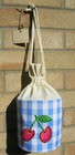 Mirasol gingham cherry design drawstring bag