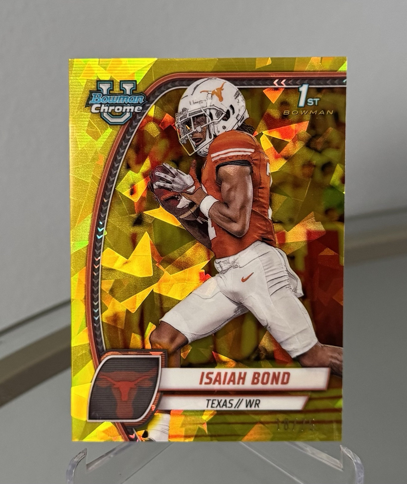 2024 Bowman Chrome U Sapphire ISAIAH BOND Yellow Refractor /75 #60 - Longhorns