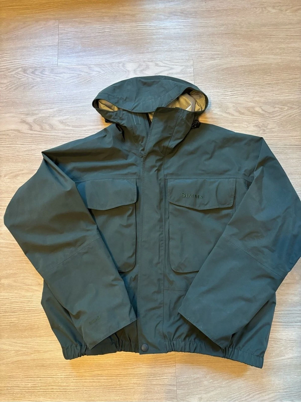 Simms Mens XL Wading Jacket Dry Coat Gore-Tex Full Zip Double Pocket Green
Opens in a new window or
