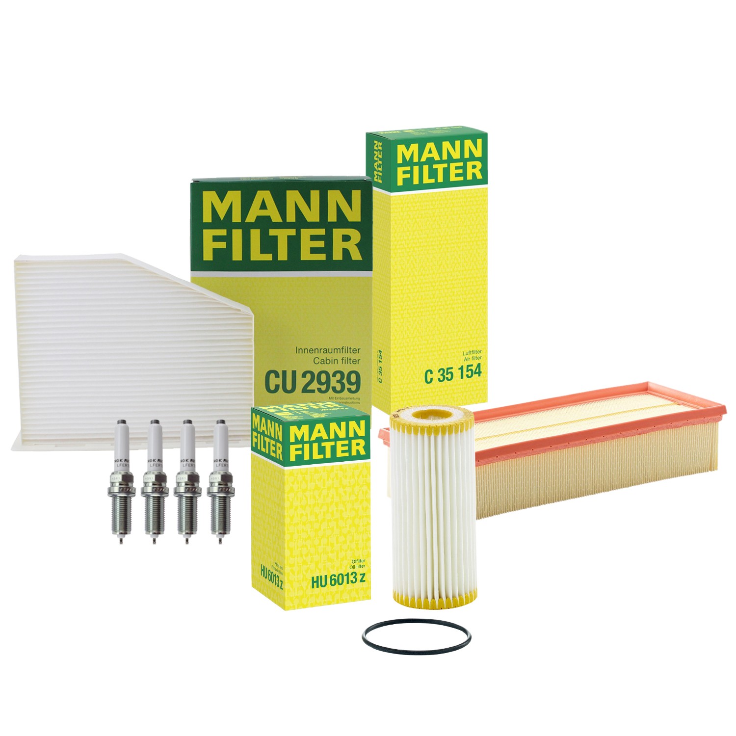 Mann Engine Oil Cabin Air Filter NGK 4 Spark Plug Kit For Beetle Jetta Passat L4