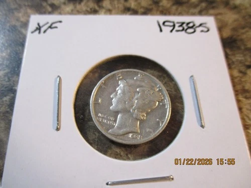 1938-S MERCURY SILVER DIME XF     OO