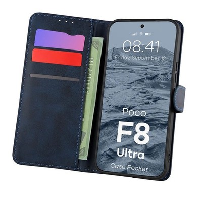 Handyhülle mit Klappe für Xiaomi POCO F8 Ultra Bizon Case Flip Cover Dunkelblau