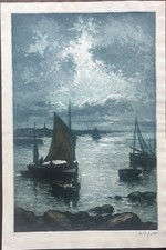 Le départ pour la pêche -  Alphonse Lafitte - Aquatinte signée numérotée