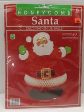 Vintage Amscan Honeycomb Die Cut Santa Hanging Christmas Decoration 14.5" D4519