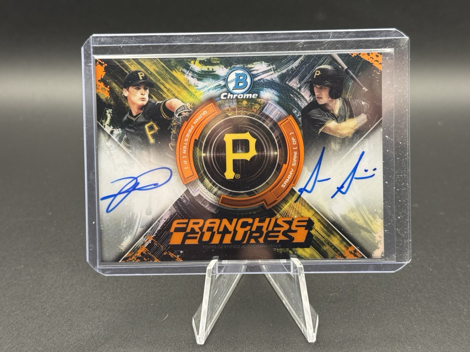 QUINN PRIESTER SAMMY SIANI 2019 BOWMAN CHROME DUAL AUTO /25 Orange Refractor