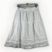 Vintage Midi Peasant Skirt M Tiered White Boho Fairy Festival Prairie