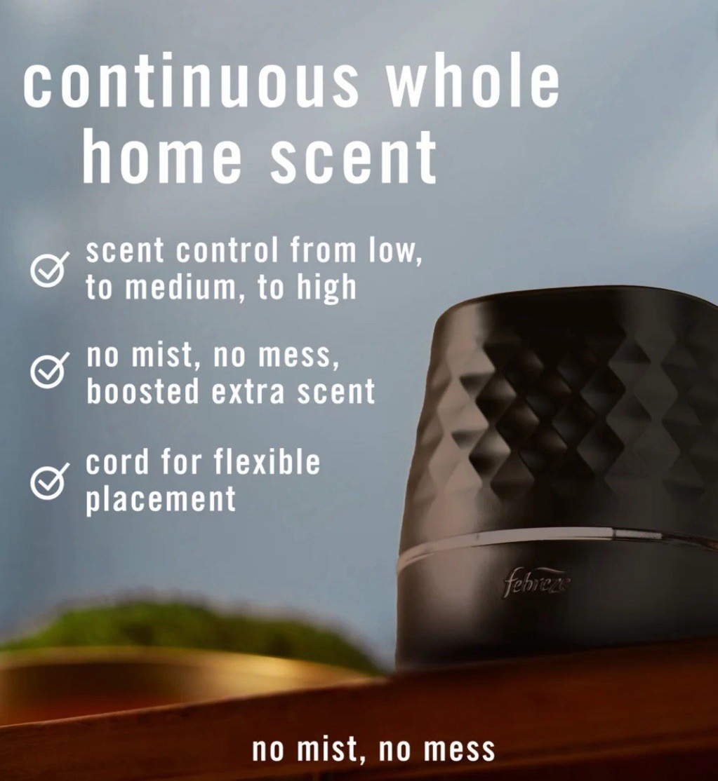 Febreze Plug Air Freshener Scent Booster Continuous Scent, Oil Diffuser - Black
