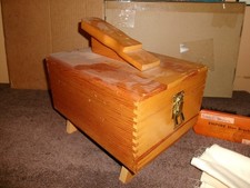 Shoe Shine Wooden Storage Box w/ Kiwi Brush,Dovetail Corners Vintage Collectible