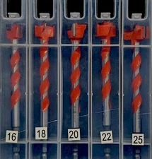 5 PC 16-25mm Wood Forstner Bit 1/4'' Shank Hinge Hole Saw Cutter Extra Long