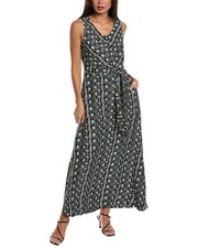 Gracia Women's Belted Maxi Dress  - Black/White -L