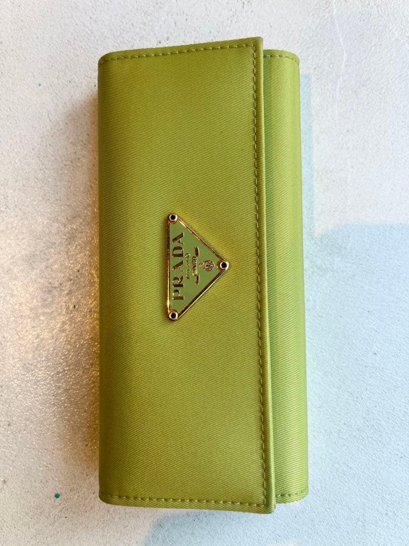 PRADA Nylon 6 Key Hooks Case Green Gold Triangle Logo Plate 13x6cm Brand New thumbnail 3