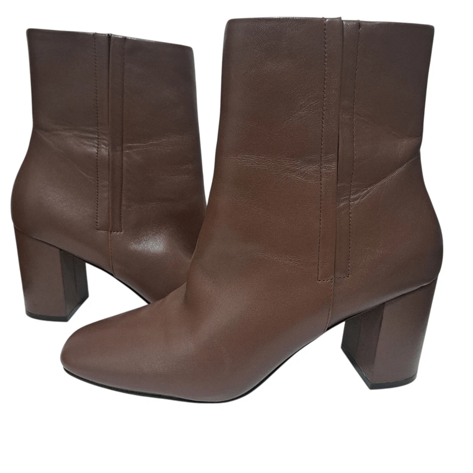 Cole Haan Grand 360 Cristy Square Boho Chunky Heel Bootie Sz 10 Chestnut Leather - Image 3 of 4