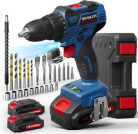 Akku-Schrauber 20V Brushless 60Nm 2 Lithium-Batterien Schnellspann-Bohrfutter
