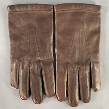 VINTAGE Size M Brown Leather Cashmere Lined Gloves