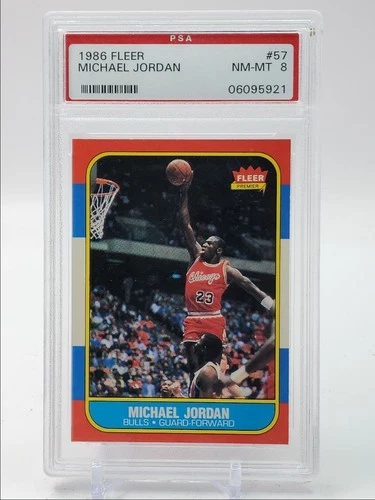 MICHAEL JORDAN 1986-87 FLEER BASKETBALL ROOKIE BULLS #57 RC PSA 8 Q5451