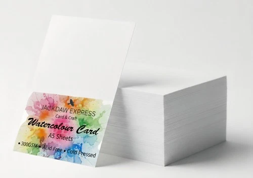 20 x A5 Sheets Watercolour Paper/Card Smooth (Textured) White 300gsm AM535