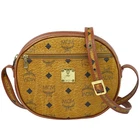 MCM Visetos PVC Shoulder Crossbody Bag Brown Gold