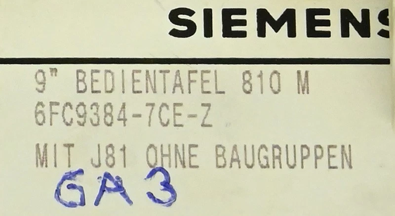 Siemens 6FC9384-7CE-Z Sinumerik 810 M GA3 6FC9 384-7CE-Z Bedienfeld - Bild 3 von 4