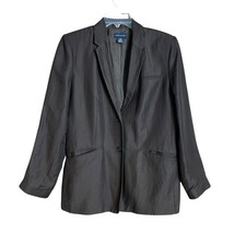 Ann Taylor linen blend business professional brown blazer jacket 12