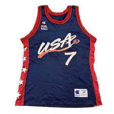 VTG 1996 USA OLYMPICS DAVID ROBINSON BLUE RED WHITE BASKETBALL JERSEY SZ 48 (26)