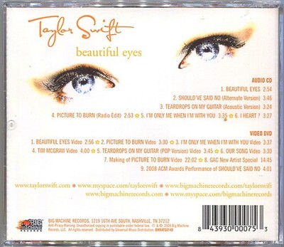 TAYLOR SWIFT Beautiful Eyes WALMART CD+DVD Previously Unreleased I