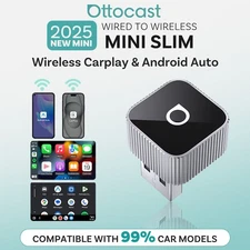 2in1 Ottocast Ultra Mini Slim Wireless CarPlay+Android Auto Adapter OTA USB Plug