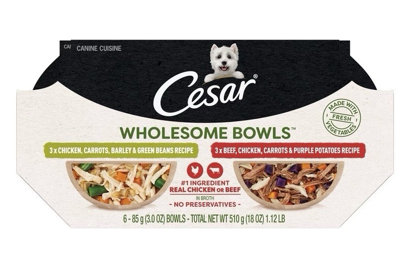 30 count - Cesar Wholesome Bowls Chicken & Beef 30-Pack High Protein Dog Food