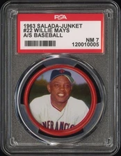 1963 Salada Baseball Coin Pin 22 WILLIE MAYS San Francisco Giant PSA 7 NEAR MINT