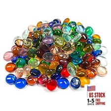50PCS Mini Glass Gems,Mixed Colour Mancala Stones Flat Bottom Marble Mix 50pcs
