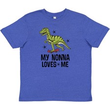 Inktastic My Nonna Loves Me Dinosaur Youth T-Shirt Grandchild Grandkids From Tee