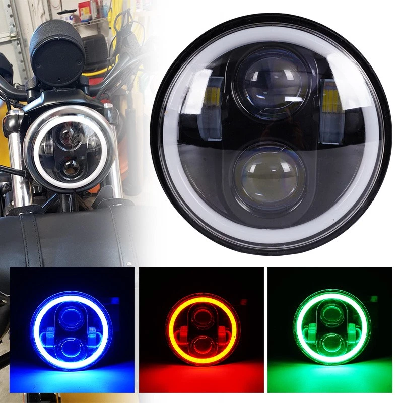 Faro LED de 5-3/4 5,75 pulgadas para motocicleta apto para Dyna Sportster Iron 883 1200 Foto 2 de 4