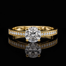 Round Moissanite Solitaire Engagement Ring 925 Sterling Silver Gold Tone