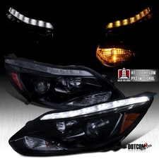Fits 2012 2013 2014 Ford Focus Blacksmoke Led Strip Projector Headlights Lamps Fits 2012 2013 2014 Ford Focus Blacksmoke Led Strip Projector Headlights Lamps