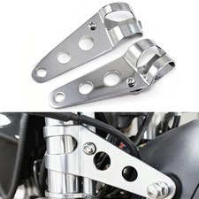 Universal 33mm43mm Metal Motorcycle Headlight Mount Brackets Clamp Silver