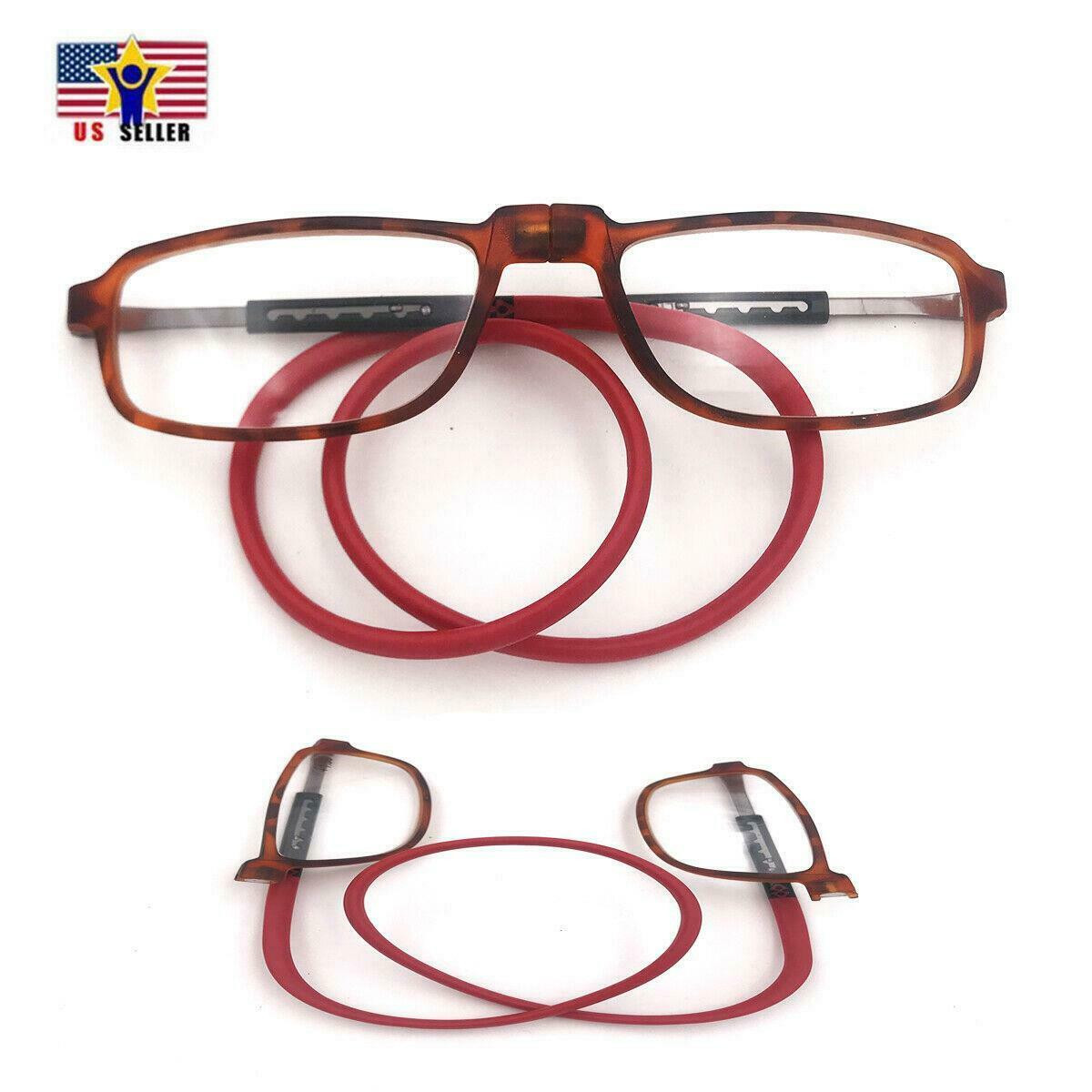 Unisex 3.50 Brown & Red Reading Presbyopia Magnifying Eye Glasses Neck Hangs